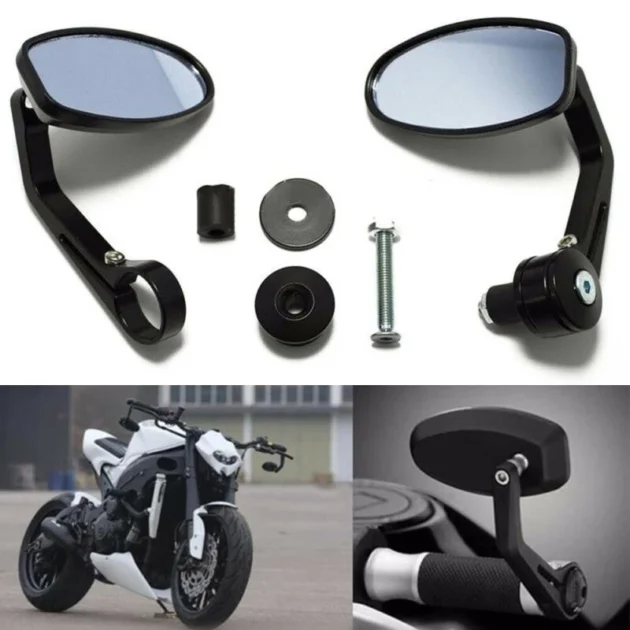 SIDE MIRROR END BAR OVAL SIDE MIRROR M0T0RCYCLE REAR VIEW MIRRORS - Image 4