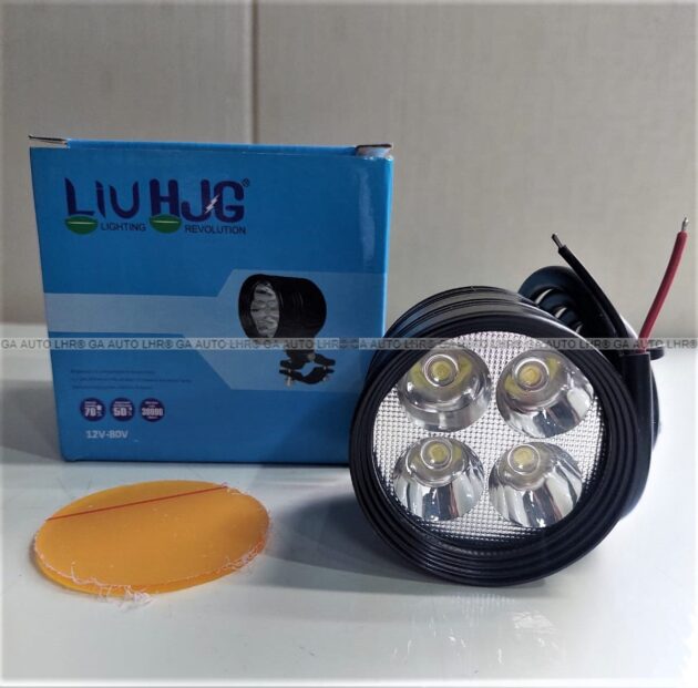 HJG LIGHT ROUND 4 LED WITH  ( FOG LENS EXTRA ) UNIVERSAL MOTORCYCLE & CARS - WHITE