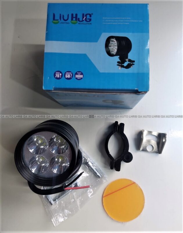 HJG LIGHT ROUND 4 LED WITH  ( FOG LENS EXTRA ) UNIVERSAL MOTORCYCLE & CARS - WHITE - Image 4
