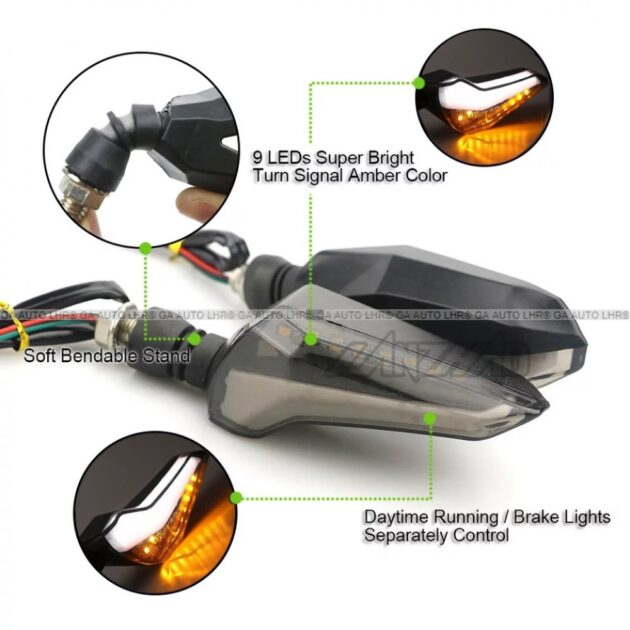 INDICATOR LED L 2PC RUNNING Motorcycle Turn Signal Light LED Flowing Audi Style - Image 2
