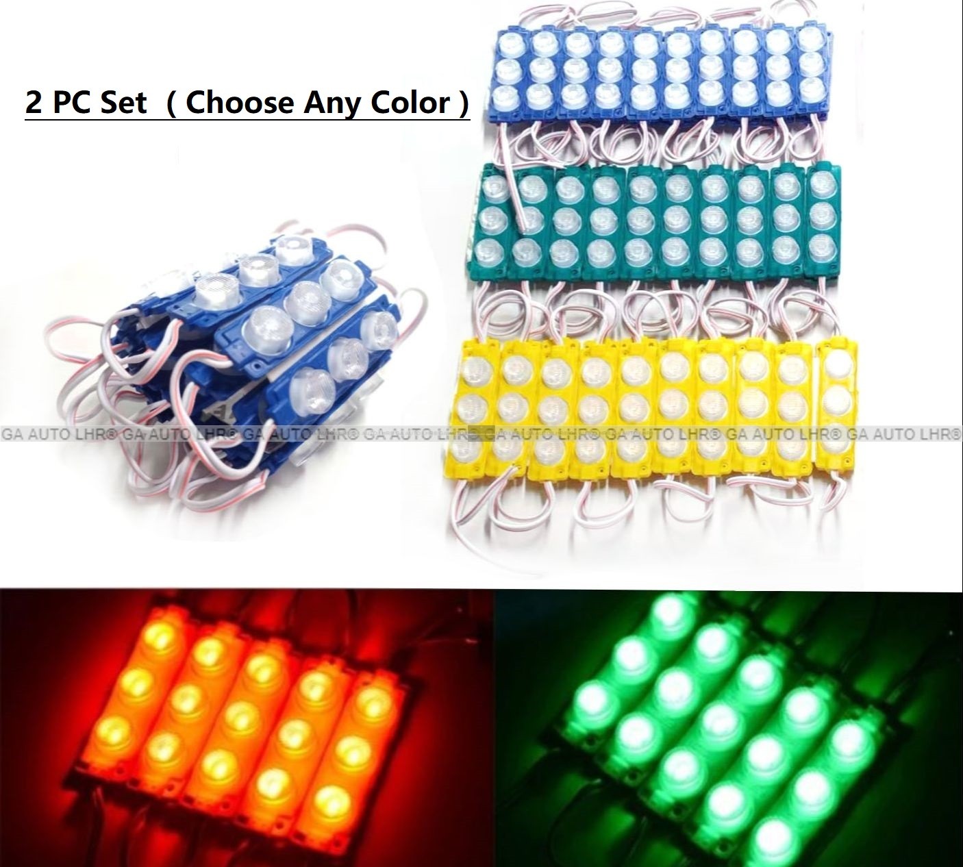 LED Module 3 Dot Light COB LED Capsule Light Waterproof DC 12V/3 Watt Car Bike Decoration 2PCS