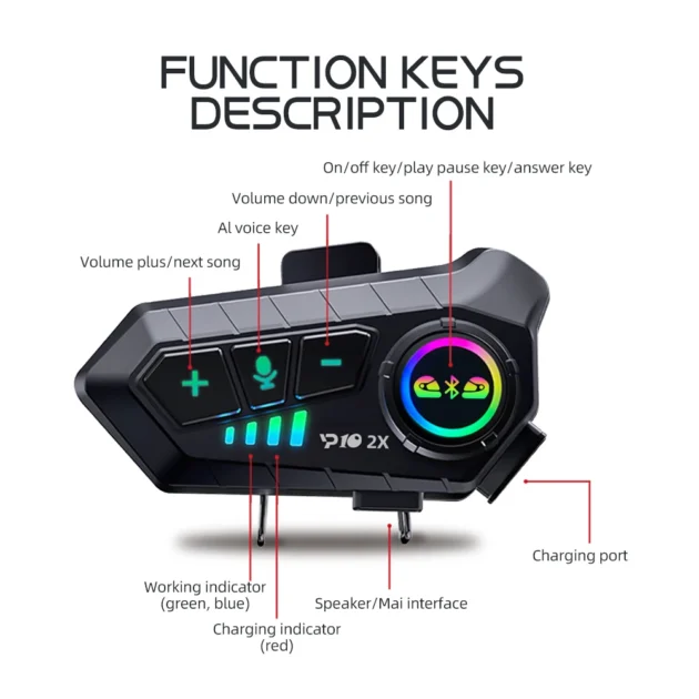 V10 2x HELMET WIRELESS INTERCOM 2 PERSON CONNECTIVITY - Image 2
