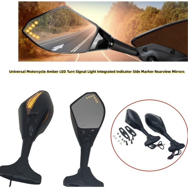 SIDE MIRROR MOTORCYCLE FAIRING REAR VIEW MIRRORS SPECIAL WITH LED TURN SIGNAL INDICATORS