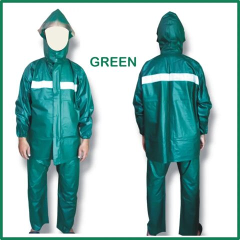 PVC RUBBER COATED RAIN COAT SUIT CHINA - Green