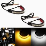 MOTORCYCLE SHOCK / HAND GUARD LED STRIP WHITE DRL WITH RUNNING YELLOW INDICATOR