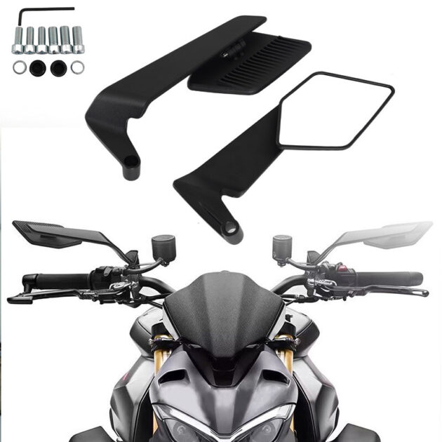 SIDE VIEW MIRRORS KAWASAKi H2 WING STYLE REAR MIRROR  CNC MACHINED - Image 6