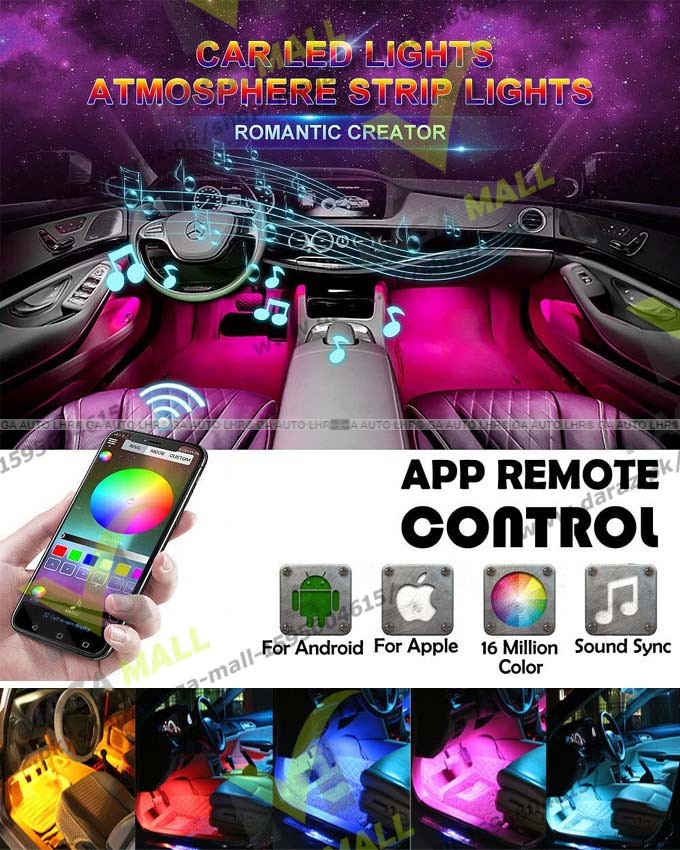 Motorcycle CAR Interior Bluetooth Atmosphere Control Light Decor Lamp RGB TIKTOK LIGHT BLUETOOTH