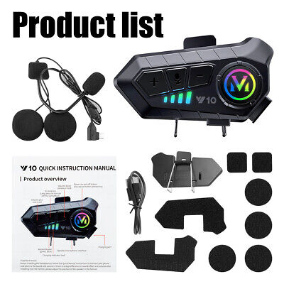 V10 2x HELMET WIRELESS INTERCOM 2 PERSON CONNECTIVITY - Image 4