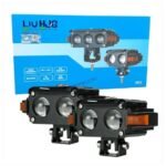 HJG Hazard Series Foglight Double 2 Lens 80W New Model with Red Orange Hazard DRL Foglight Ultra Wide Dual Intensity LED Fog Lights White/Yellow (2*40W = 80W Total) Universal For All Cars & Bikes LIU HJG Hazard S60 2 Lens Projector Fog with Red Amber DRL