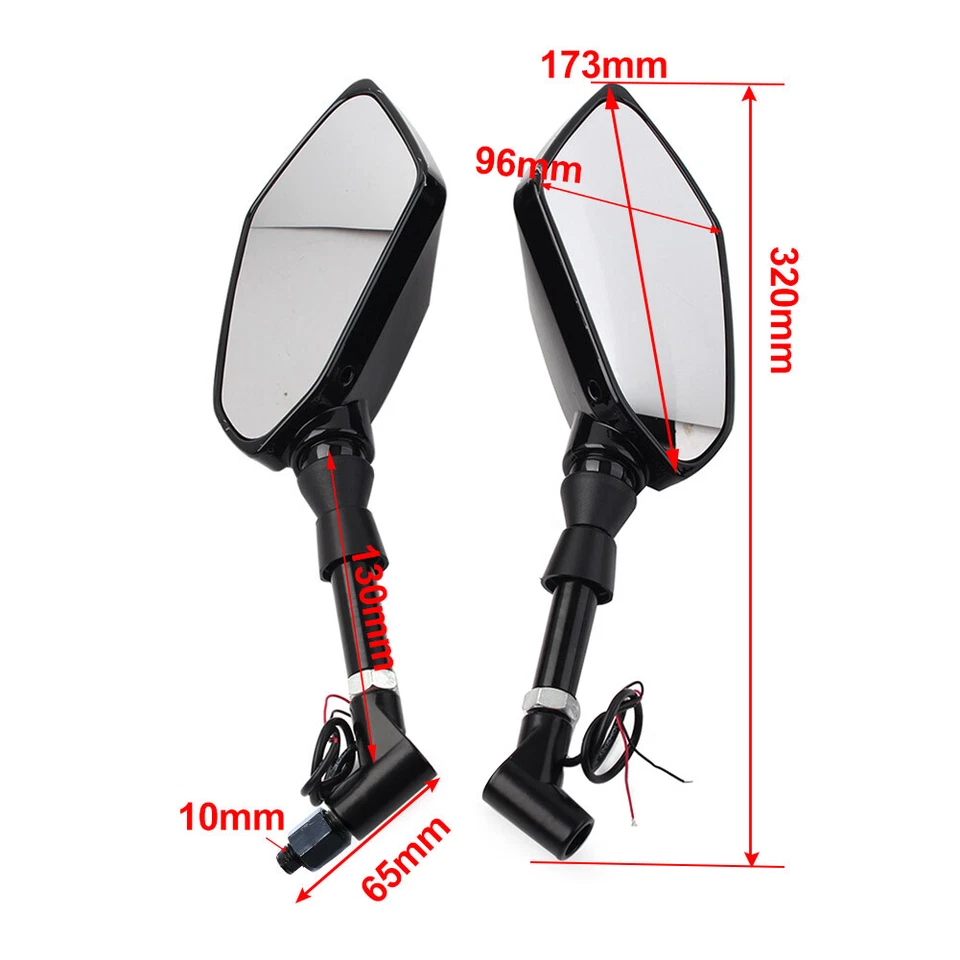 SIDE MIRROR M0T0RCYCLE REAR VIEW MIRRORS SPECIAL WITH LED TURN SIGNAL INDICATORS - Image 3
